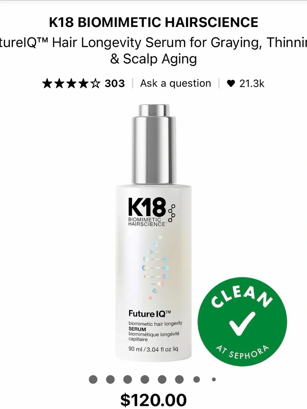 K18 FutureIQ Hair Longevity Serum - White
